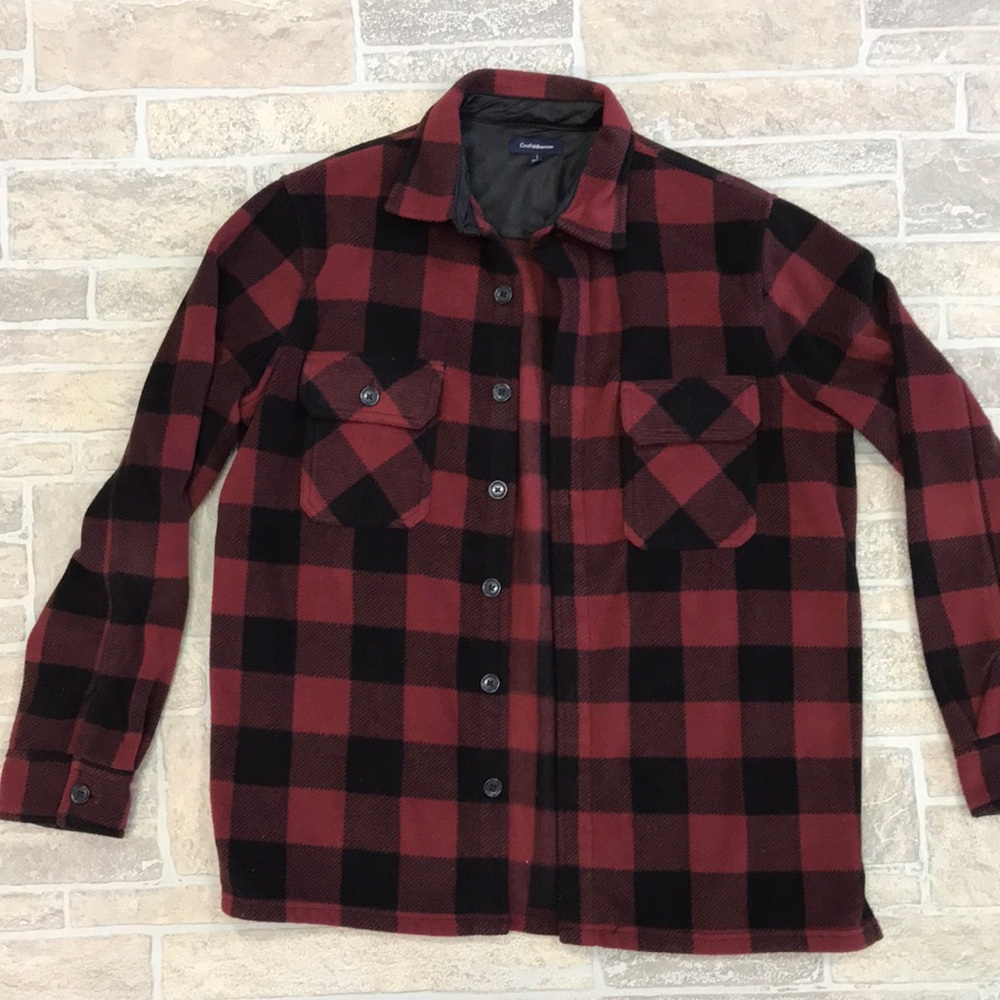 Mel’s Buffalo plaid button down fleece